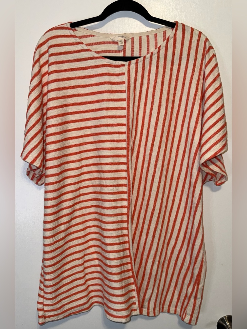 Terra & Sky Coral and Cream Striped Short-Sleeve Tunic